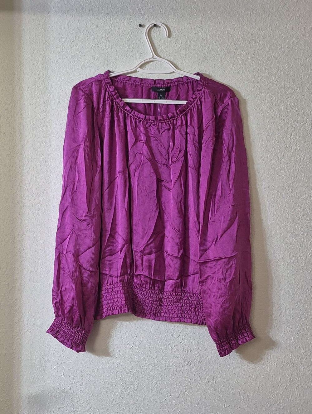Alfani Long-Sleeve Smocked Hem Blouse